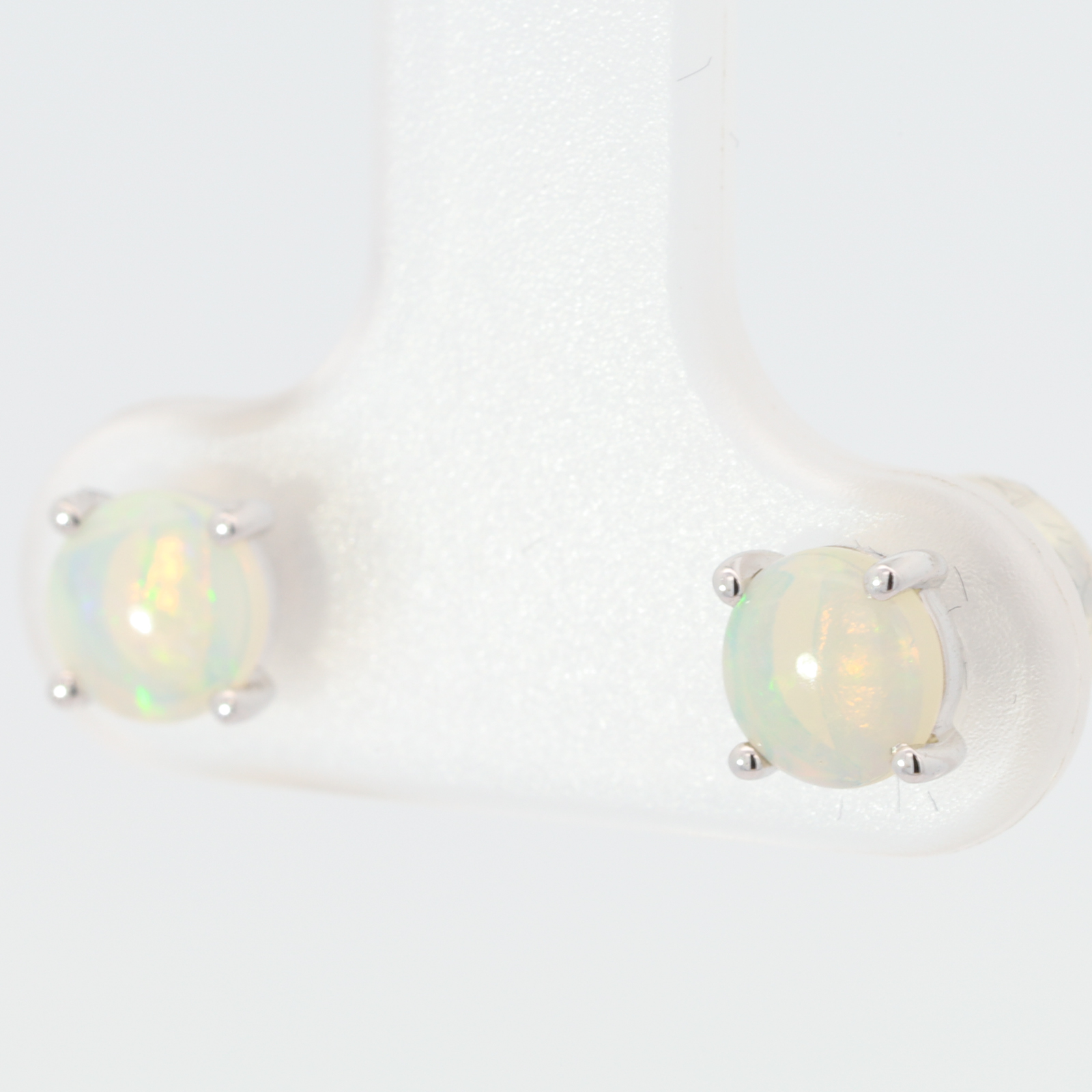 White Gold Blue Green Crystal Opal Earrings