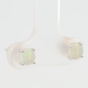 White Gold Blue Green Crystal Opal Earrings