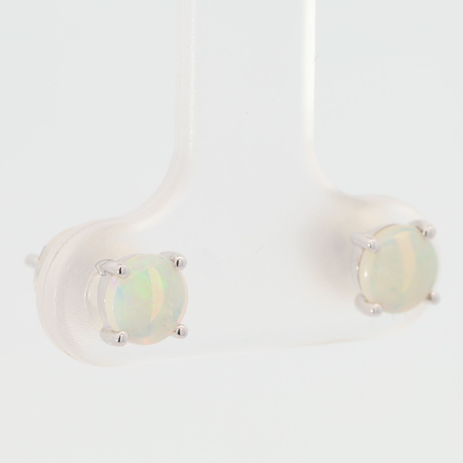 White Gold Blue Green Crystal Opal Earrings