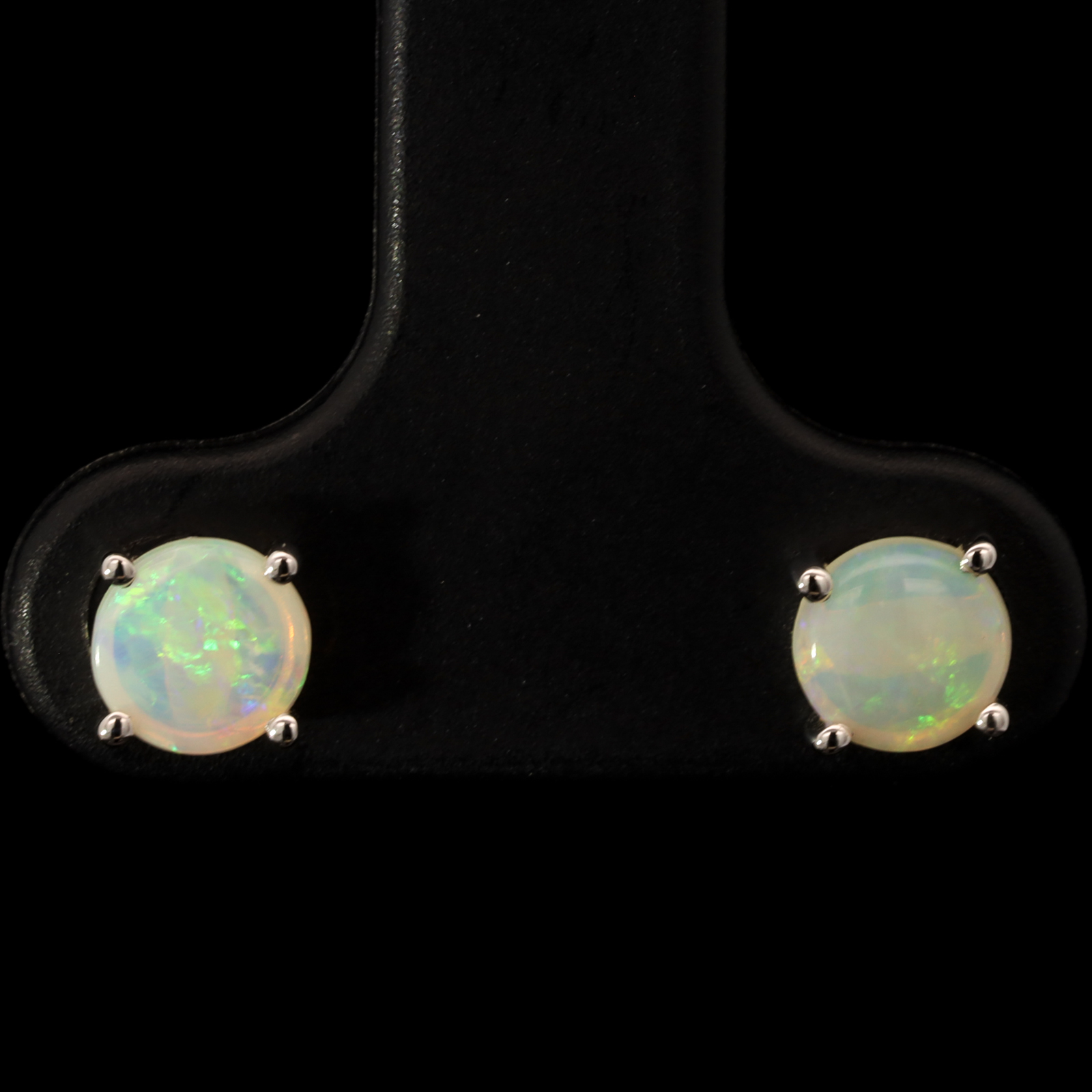 White Gold Blue Green Crystal Opal Earrings