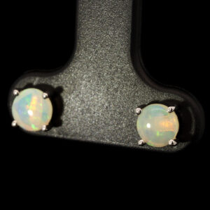 White Gold Blue Green Crystal Opal Earrings