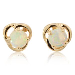 Yellow Gold Blue Green Yellow Orange Crystal Opal Earrings