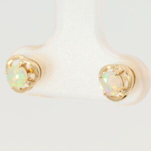 Yellow Gold Blue Green Yellow Orange Crystal Opal Earrings