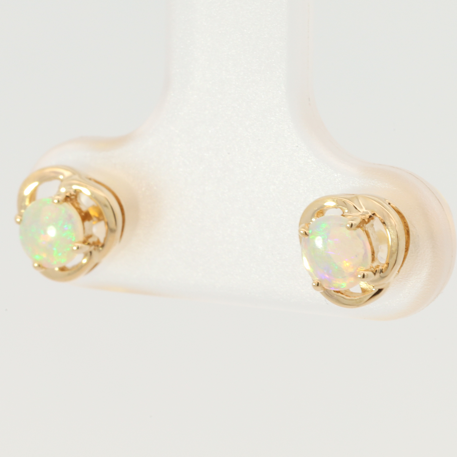 Yellow Gold Blue Green Yellow Orange Crystal Opal Earrings