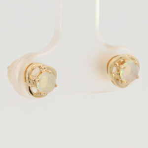 Yellow Gold Blue Green Yellow Orange Crystal Opal Earrings