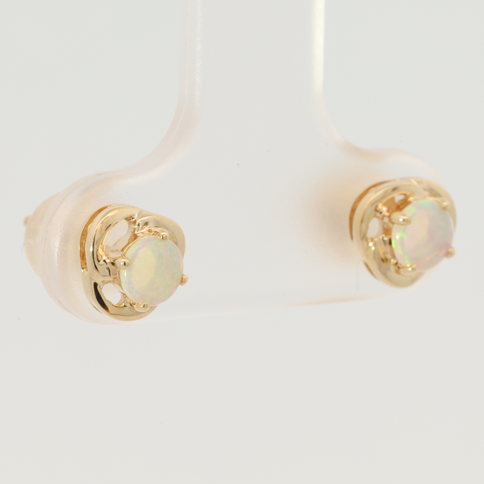 Yellow Gold Blue Green Yellow Orange Crystal Opal Earrings
