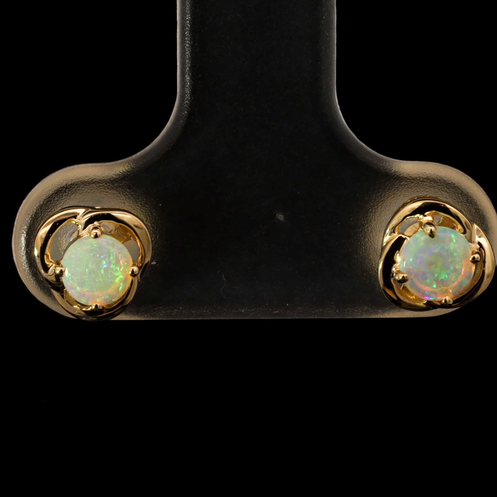 Yellow Gold Blue Green Yellow Orange Crystal Opal Earrings