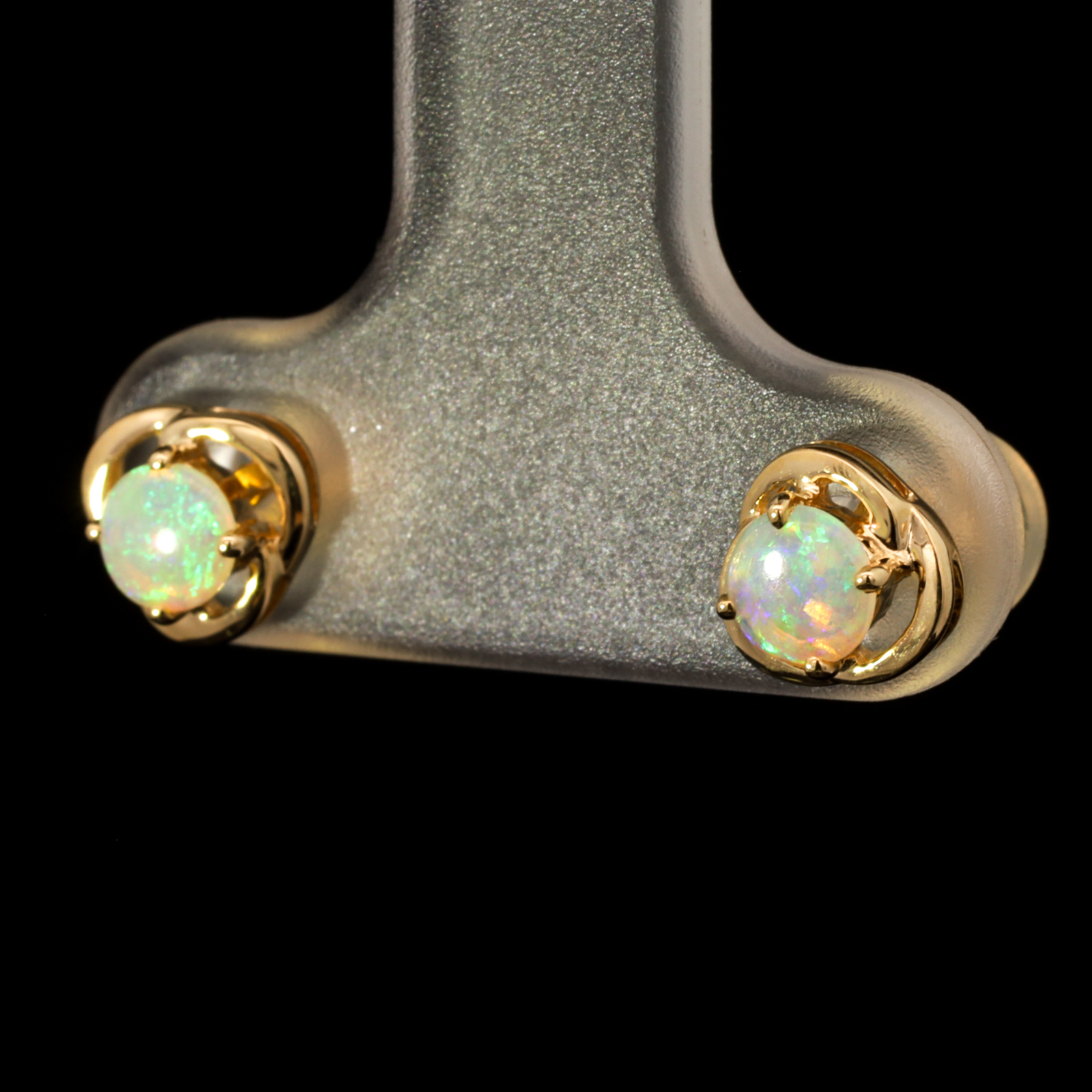 Yellow Gold Blue Green Yellow Orange Crystal Opal Earrings