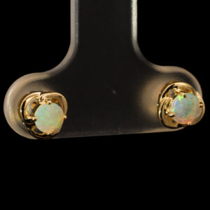 Yellow Gold Blue Green Yellow Orange Crystal Opal Earrings