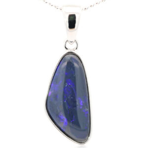 Sterling Silver Blue Purple Black Opal Pendant
