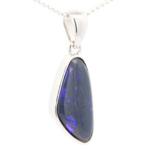 Sterling Silver Blue Purple Black Opal Pendant
