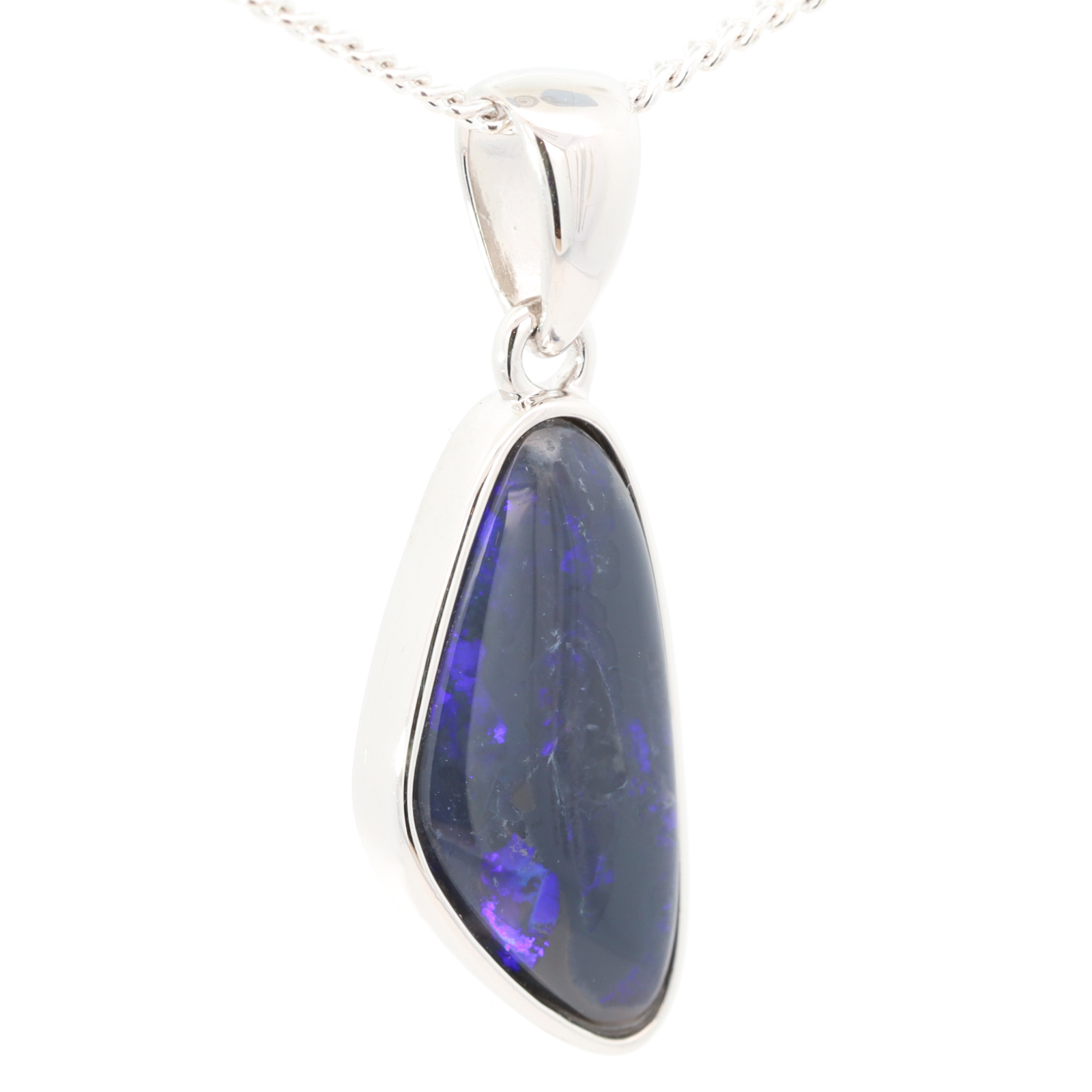 Sterling Silver Blue Purple Black Opal Pendant