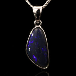 Sterling Silver Blue Purple Black Opal Pendant