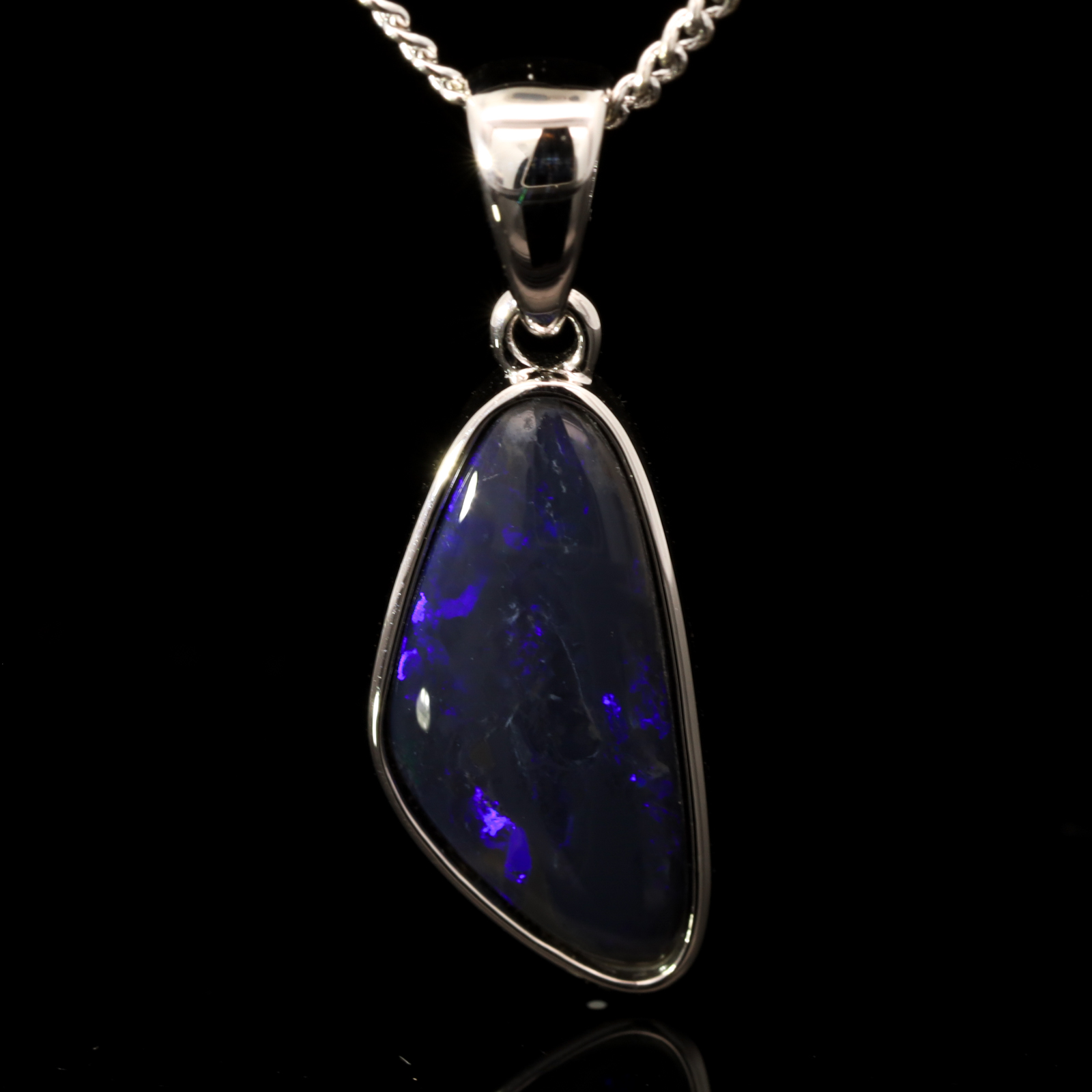 Sterling Silver Blue Purple Black Opal Pendant
