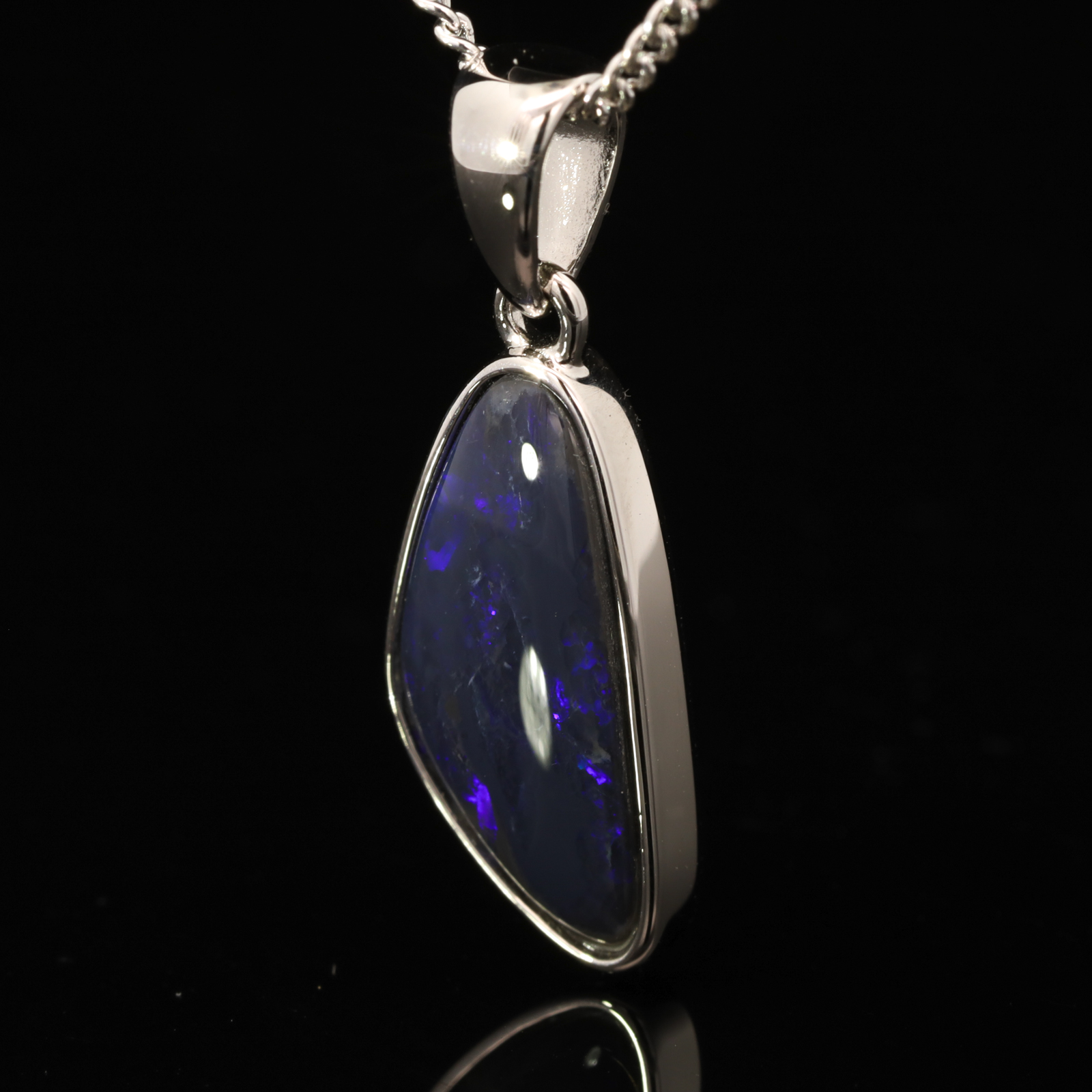 Sterling Silver Blue Purple Black Opal Pendant