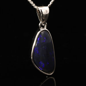 Sterling Silver Blue Purple Black Opal Pendant
