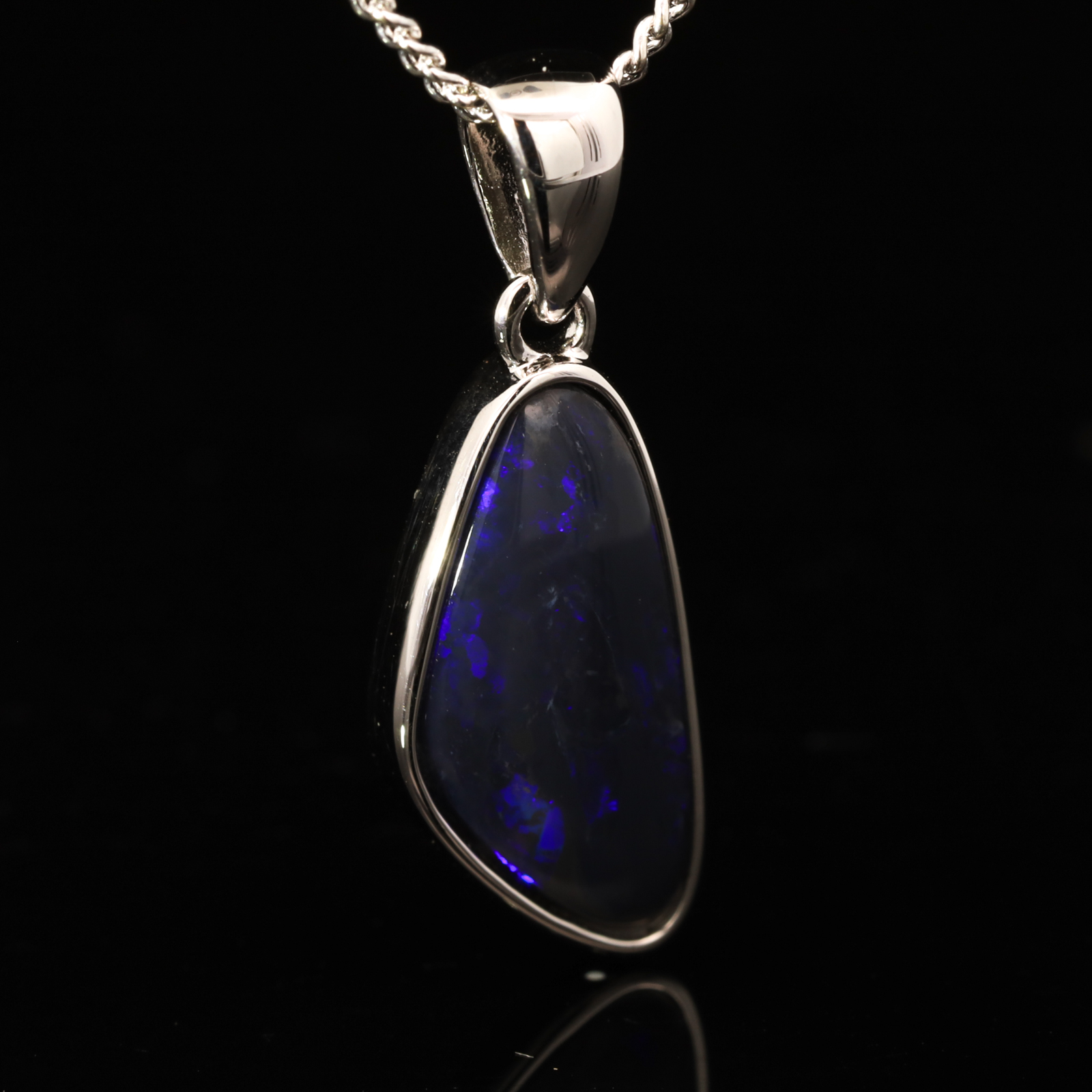 Sterling Silver Blue Purple Black Opal Pendant