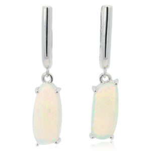 White Gold Blue Green Crystal Opal Earrings
