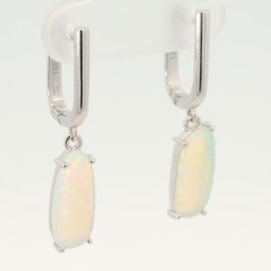 White Gold Blue Green Crystal Opal Earrings
