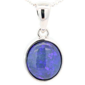 Sterling Silver Blue Purple Black Opal Pendant