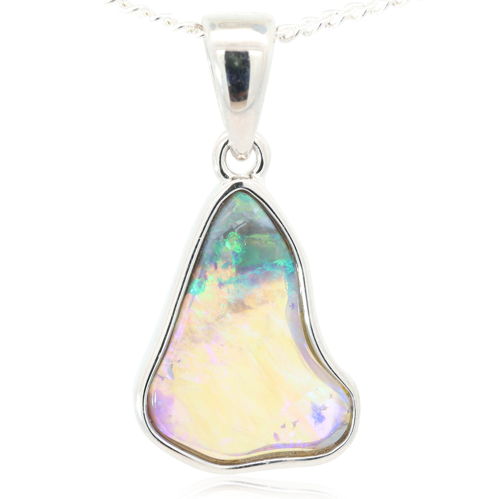 Sterling Silver Blue Green Purple Black Crystal Opal Pendant