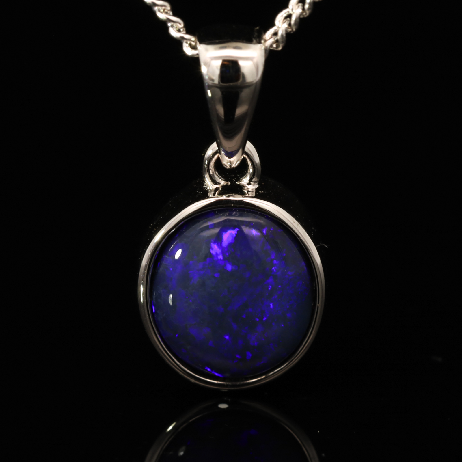 Sterling Silver Blue Purple Black Opal Pendant