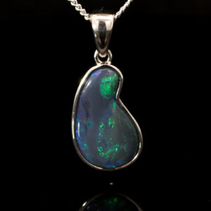 Sterling Silver Blue Green Yellow Black Opal Pendant