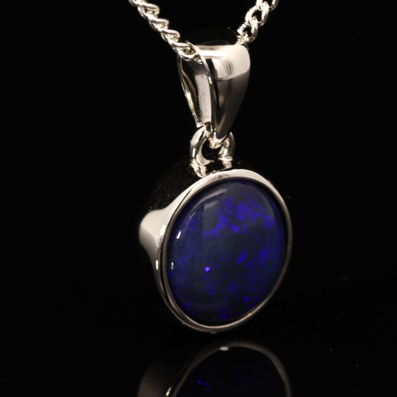 Sterling Silver Blue Purple Black Opal Pendant