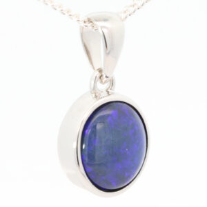 Sterling Silver Blue Purple Black Opal Pendant