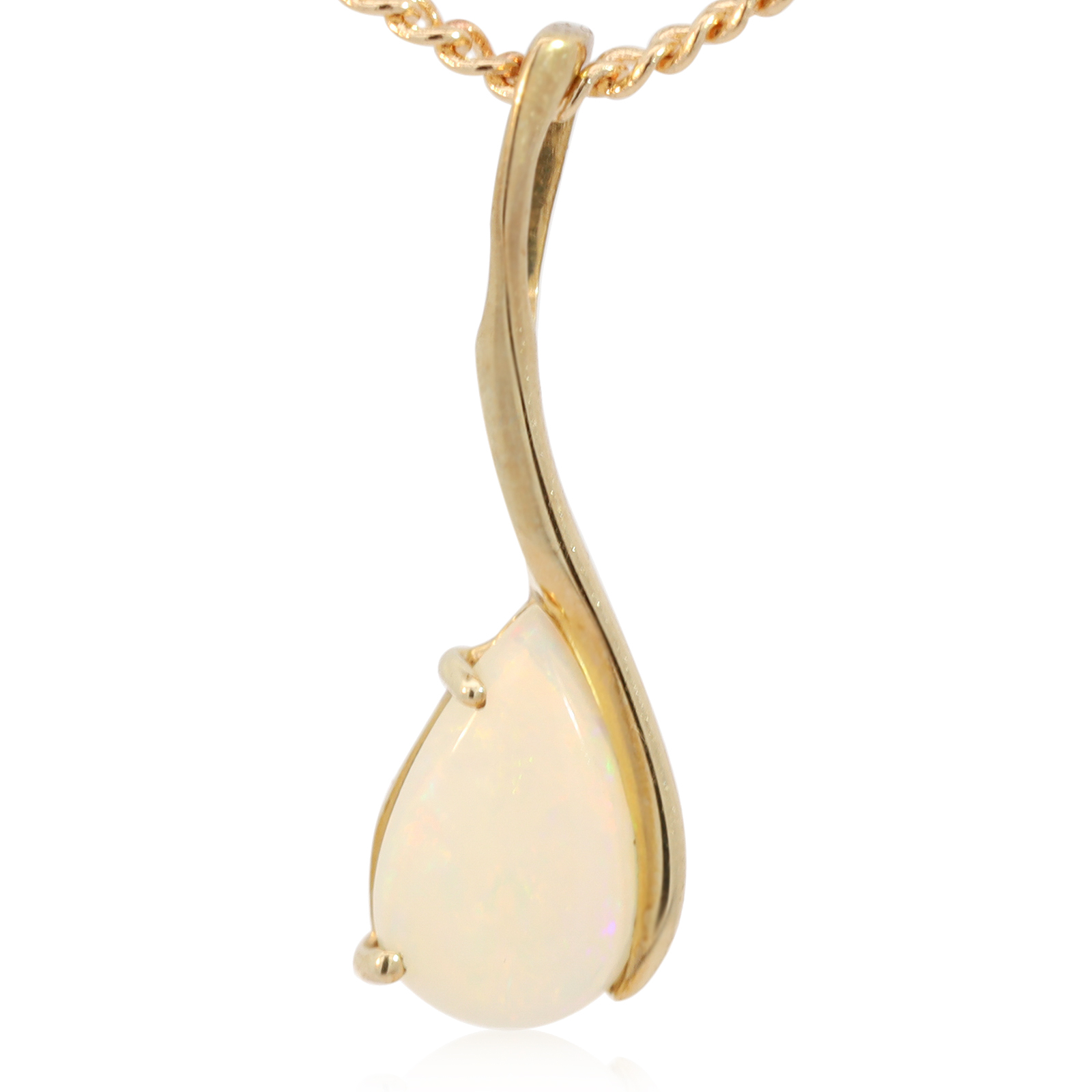 Yellow Gold Blue Green Yellow Orange Pink Crystal Opal Pendant