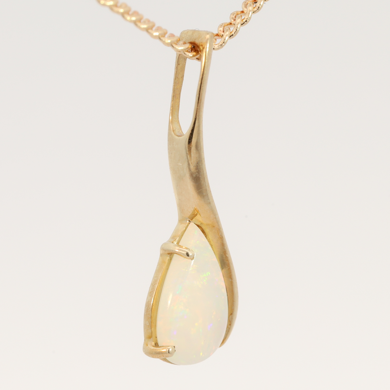 Yellow Gold Blue Green Yellow Orange Pink Crystal Opal Pendant