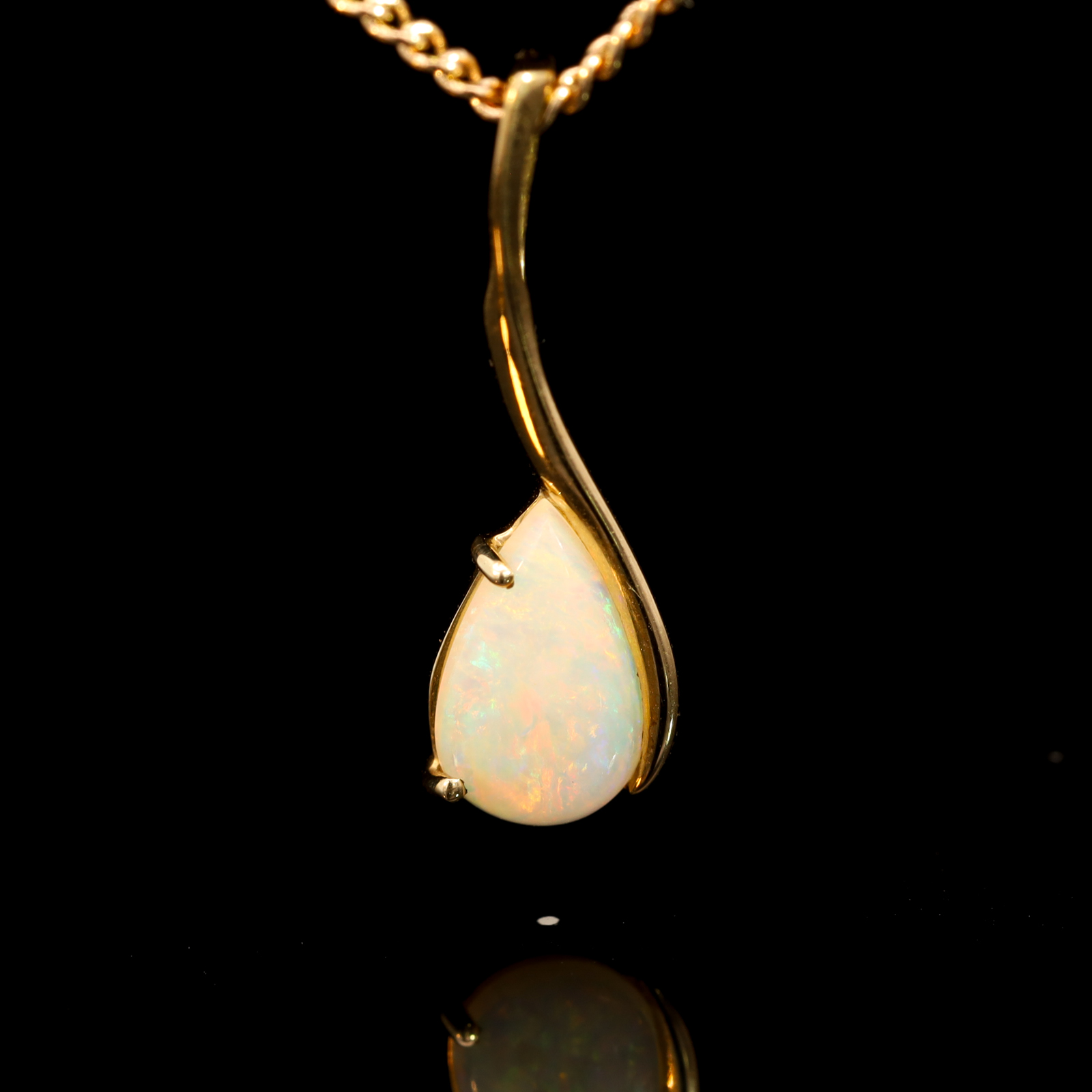 Yellow Gold Blue Green Yellow Orange Pink Crystal Opal Pendant