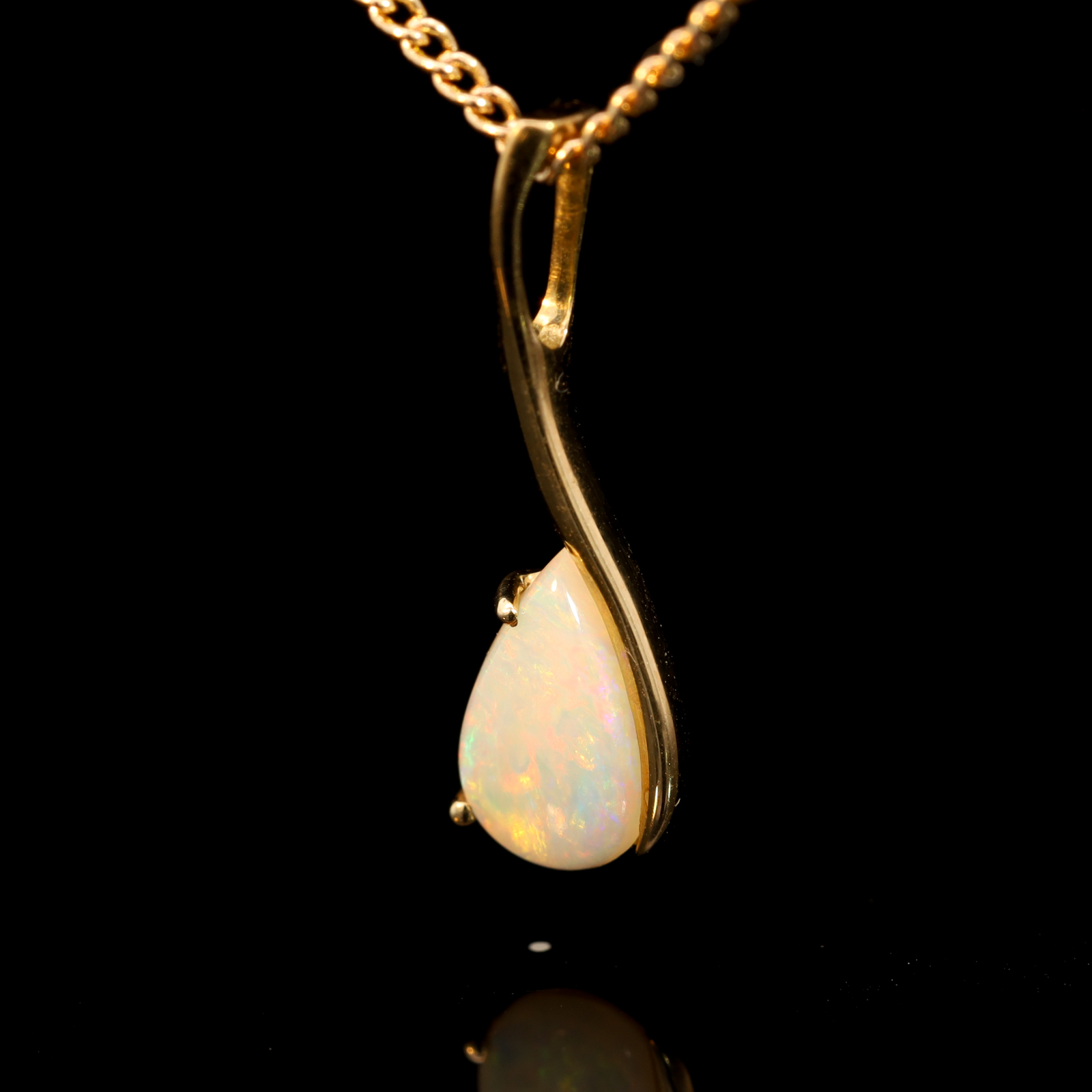 Yellow Gold Blue Green Yellow Orange Pink Crystal Opal Pendant