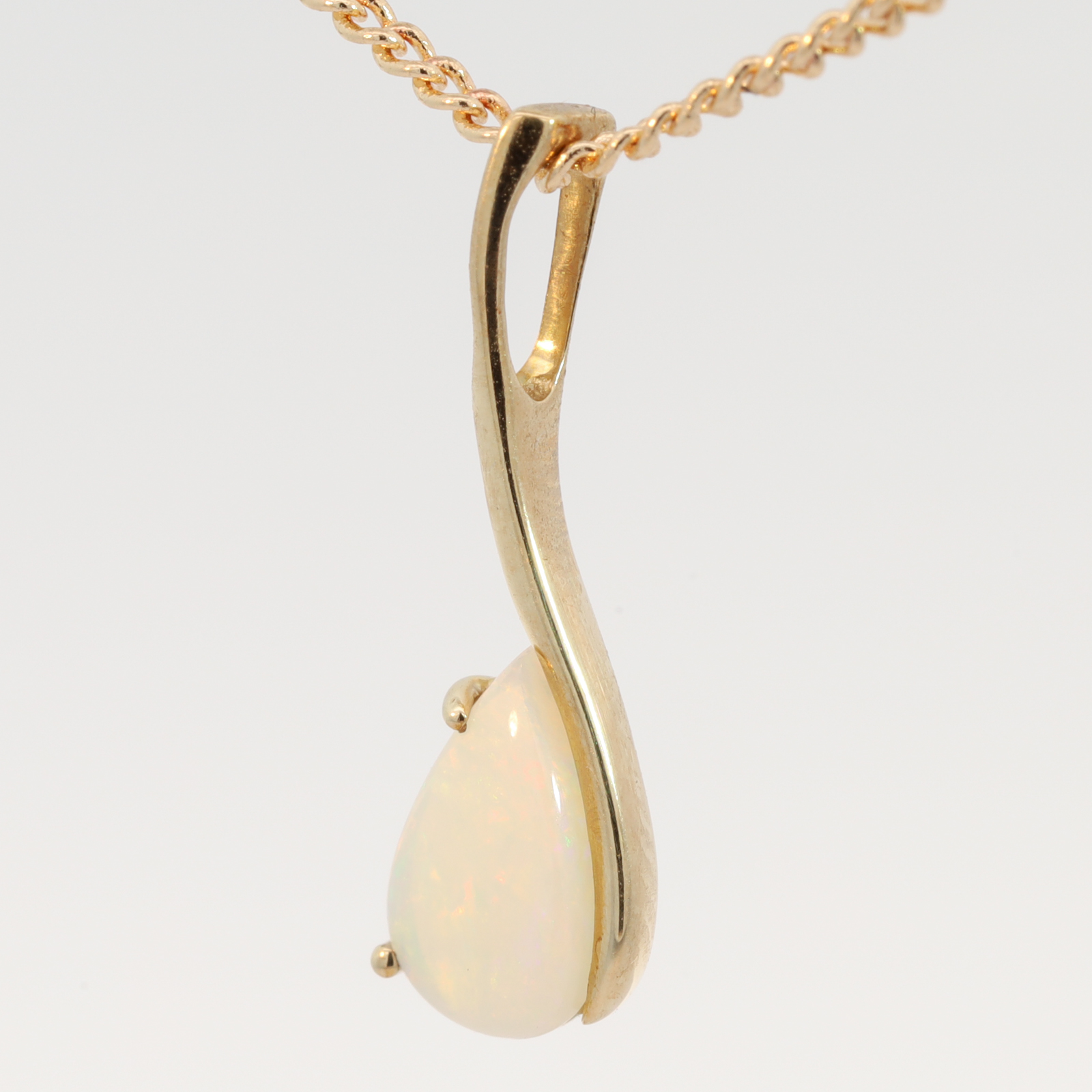 Yellow Gold Blue Green Yellow Orange Pink Crystal Opal Pendant