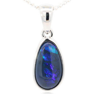 Sterling Silver Blue Green Purpe Black Opal Pendant