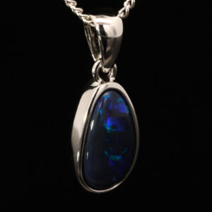 Sterling Silver Blue Green Purpe Black Opal Pendant