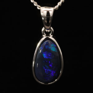 Sterling Silver Blue Green Purpe Black Opal Pendant