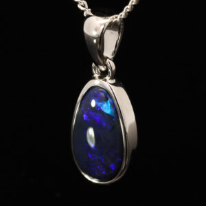 Sterling Silver Blue Green Purpe Black Opal Pendant