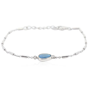 Sterling Silver Blue Green Black Opal Bracelet