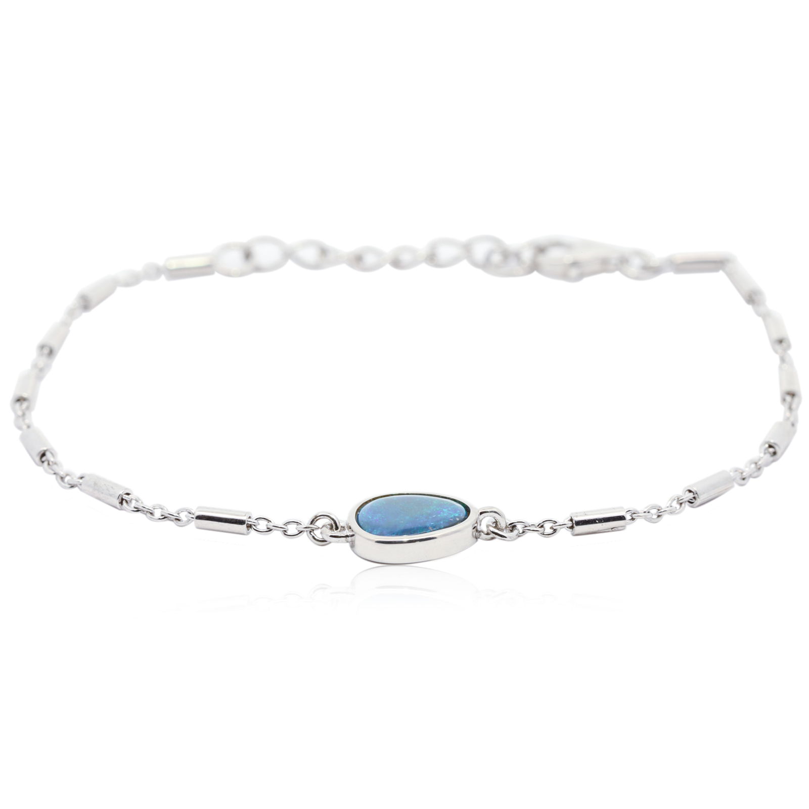 Sterling Silver Blue Green Black Opal Bracelet