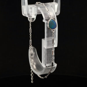 Sterling Silver Blue Green Black Opal Bracelet