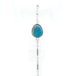 Sterling Silver Blue Green Black Opal Bracelet