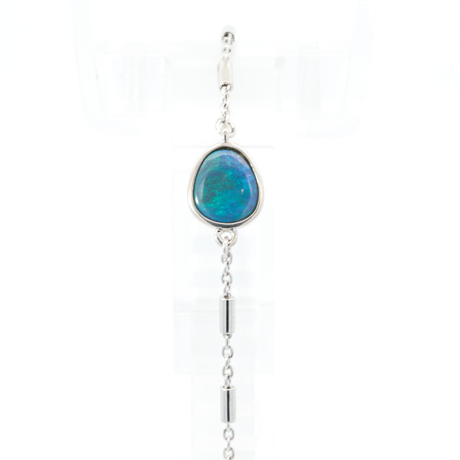 Sterling Silver Blue Green Black Opal Bracelet