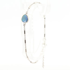 Sterling Silver Blue Green Black Opal Bracelet