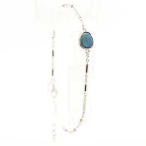 Sterling Silver Blue Green Black Opal Bracelet