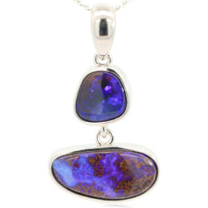 Sterling Silver Blue Purple Boulder Opal Pendant