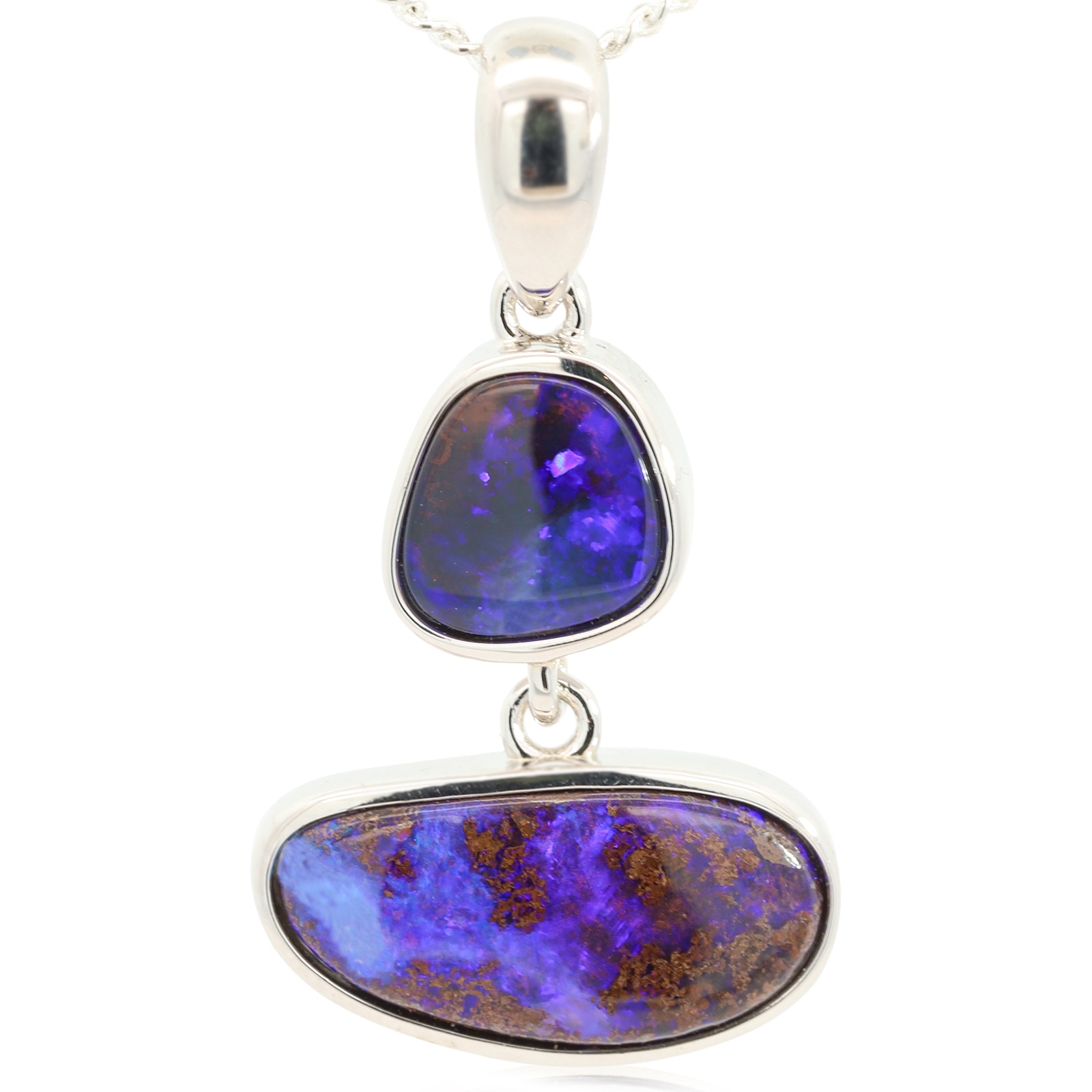 Sterling Silver Blue Purple Boulder Opal Pendant