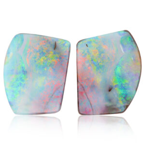 Unset Blue Green Yellow Orange Pink Boulder Opal Split Pair
