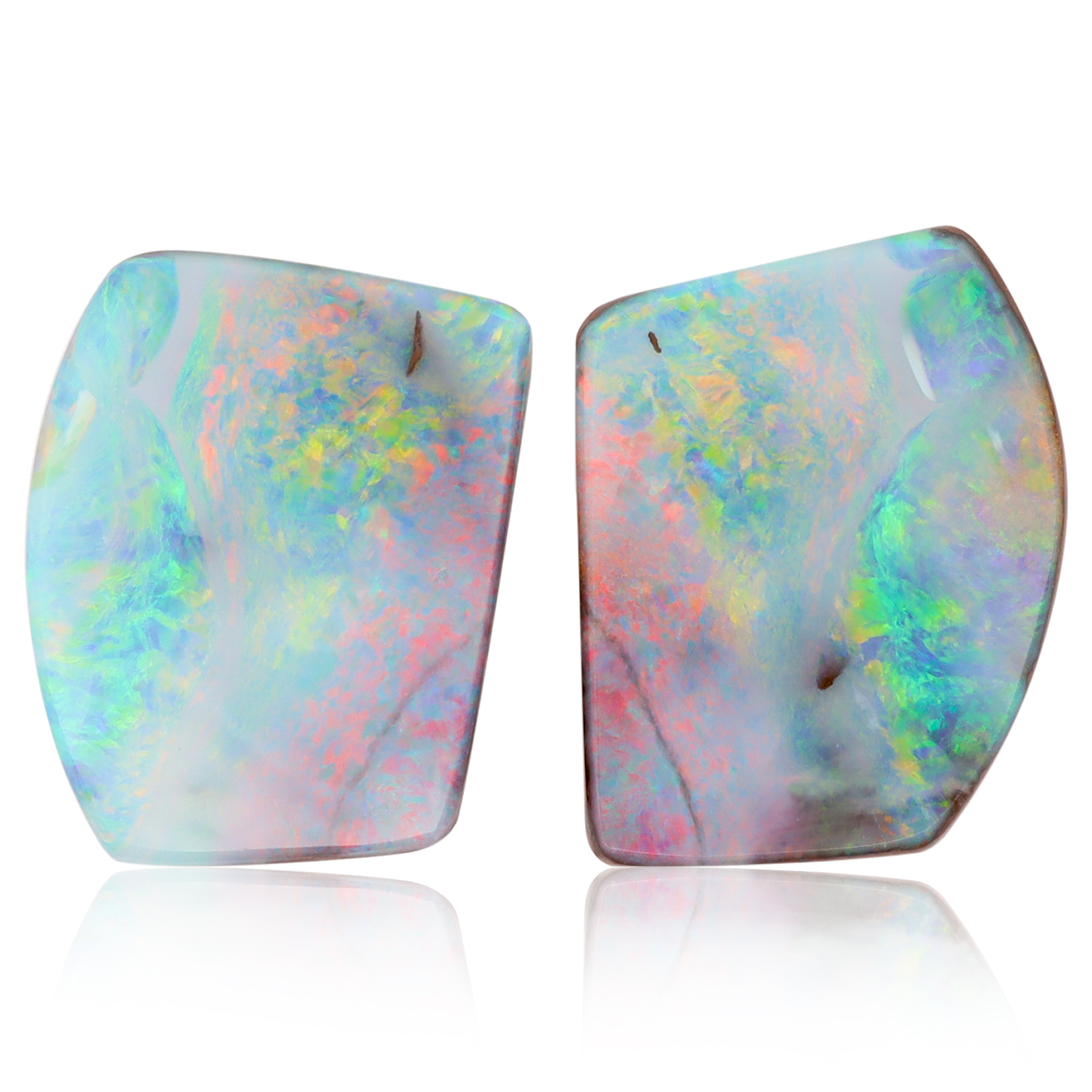 Unset Blue Green Yellow Orange Pink Boulder Opal Split Pair