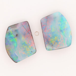 Unset Blue Green Yellow Orange Pink Boulder Opal Split Pair